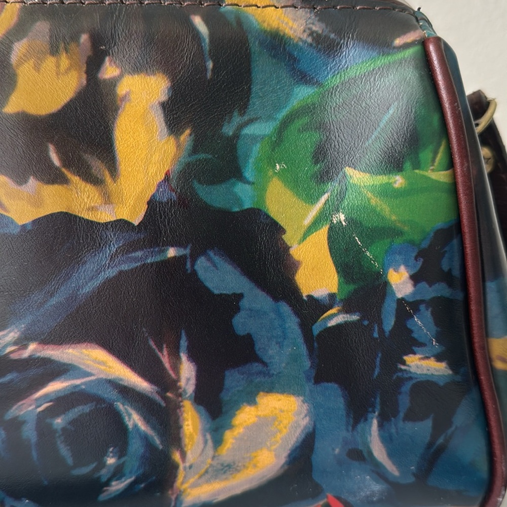 Patricia Nash Gracchi Frame Leather Winter Bloom Handbag Xbody Floral Brown - Picture 7 of 15